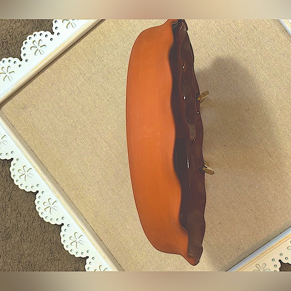 Crate and Barrel 1 Piece Chip & Dip Serving Tray.Glazed Terra Cotta 11.5 Across - Picture 3 of 9